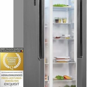 REFRIGERATEUR EXQUISIT SBS2 PORTES 422L INOX NOFROST ECRAN SBS135-040